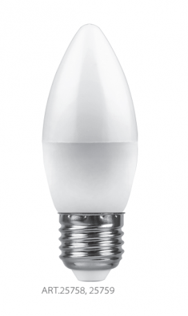 Изображение Лампа светодиодная, (7W) 230V E27 4000K, LB-97